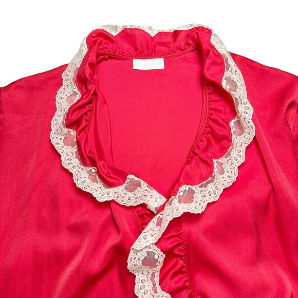Givenchy Intimates | Women | Vtg 80s Red Satin Lace Slip Dress Robe Set | Small - Picture 12 of 16